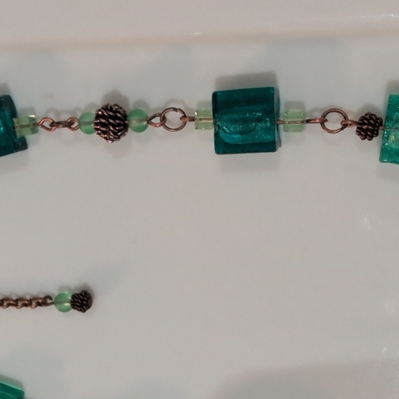 Handmade Ceramic, Glass & Crystal Beaded Coppertone Necklace - Picture 7 of 8